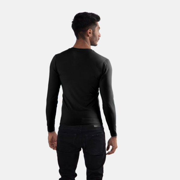 Element Pure Ultrafine Tencel V-Neck Shirt in Pure Black