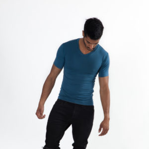 Element Pure Ultrafine Tencel Short Sleeve V-Neck T-Shirt in Cobalt Blue